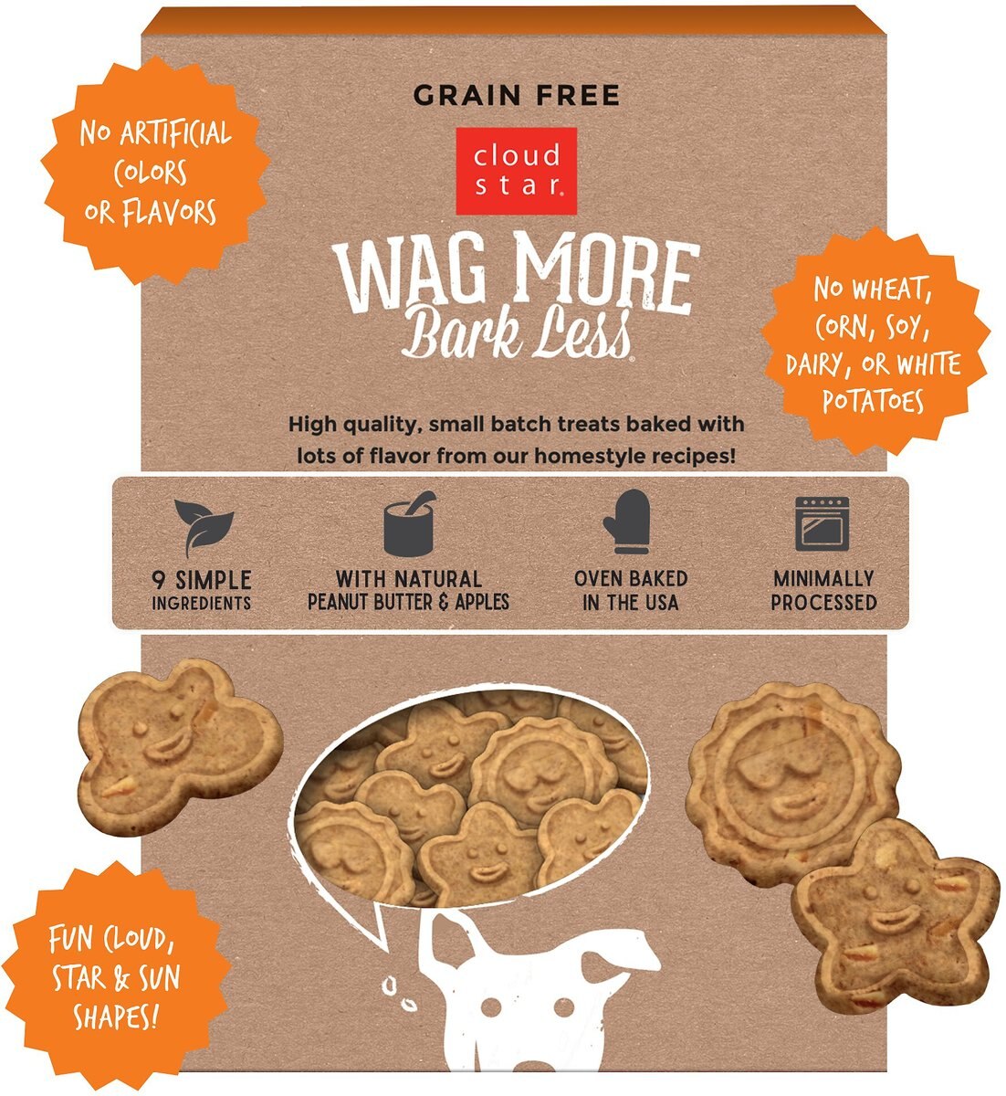 Cloud Star WAG Más Horno Galletas Baked Sin Grano – 14 Oz De Mantequilla De Cacahuete, Manzanas