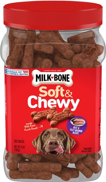 Milk-Bone Soft & Chewy Beef & Filet Mignon Recipe Dog Treats, 25-oz tub slide 1 of 7