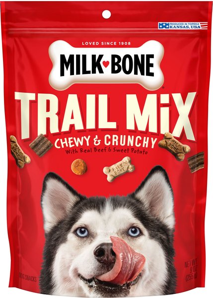 Milk-Bone Trail Mix with Real Beef & Sweet Potato Chewy & Crunchy Dog Treats, 9-oz bag slide 1 of 7