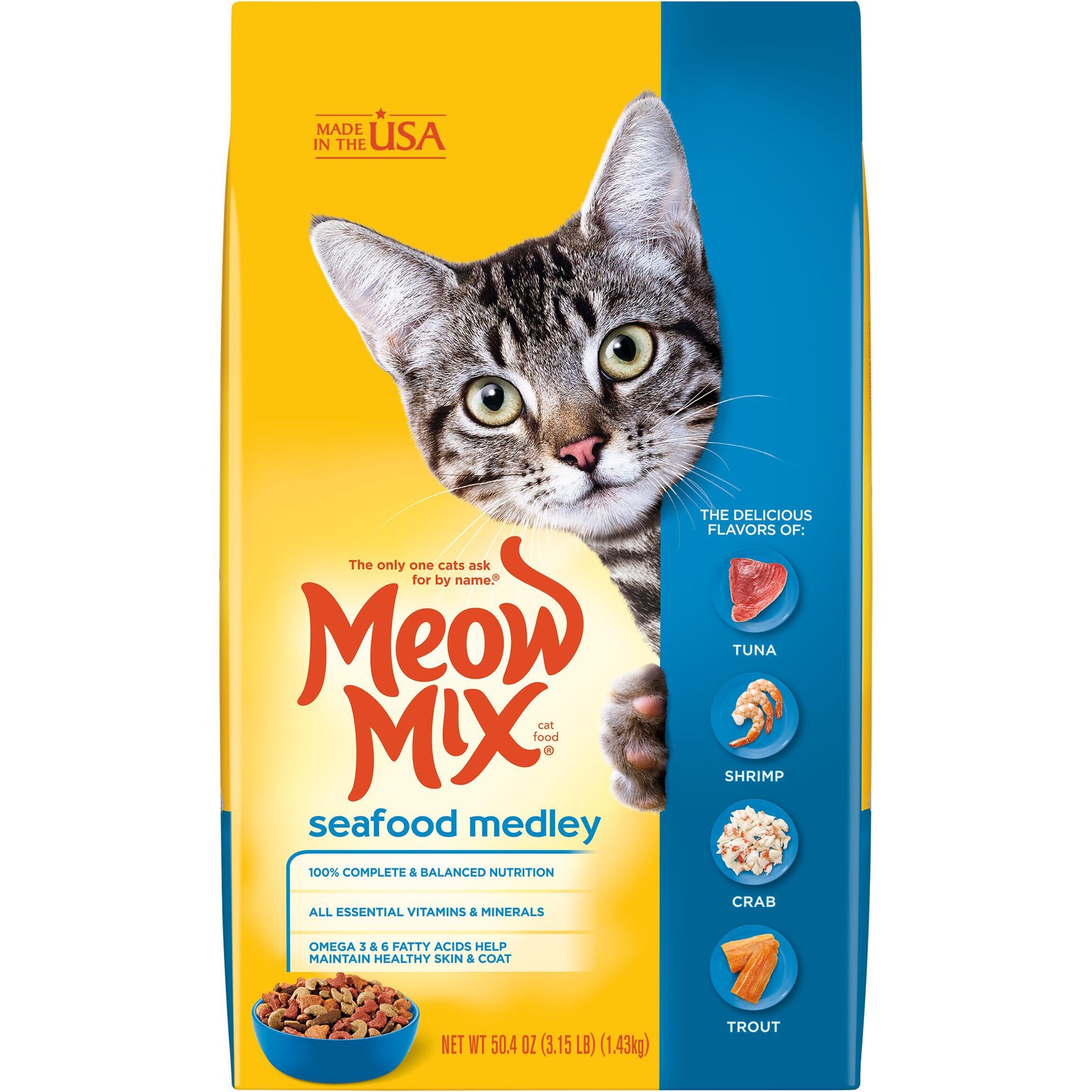 MEOW MIX Seafood Medley Dry Cat Food 3.15 lb bag Chewy