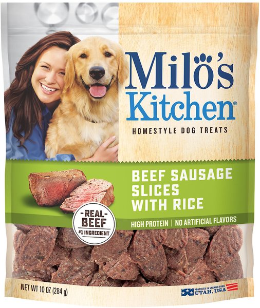 Milo s Kitchen Beef Sausage Slices with Rice Dog Treats