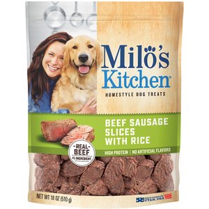 Milo's Kitchen Beef Sausage Slices with Rice Dog Treats, 18-oz bag
